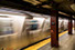 A train in motion in the subway in New York City
