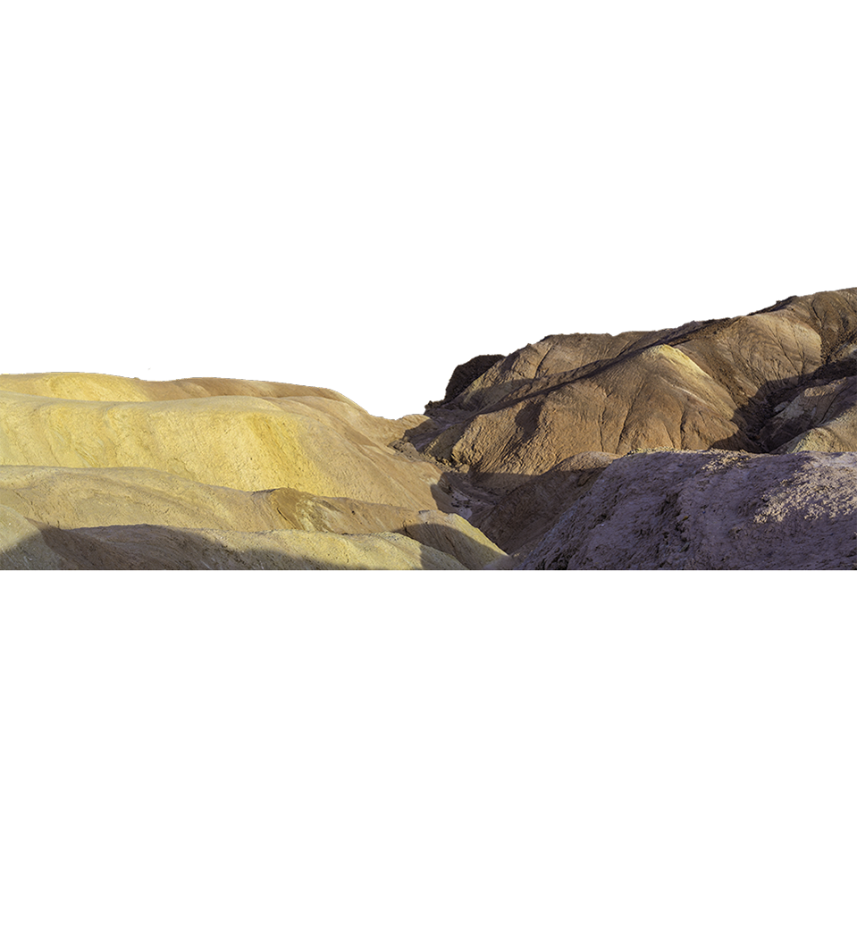 Das ist das untere Drittel eines Bildes vom Zabriskie Point in Death Valley, Nevada, USA. Das Bild hat parallaxe Scrolleffekte.